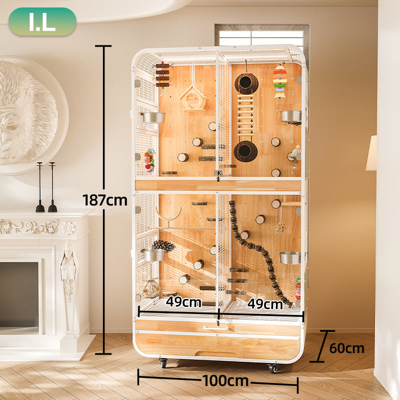 Premium Parrot Cage – Easy-Clean Bird Aviary with Anti-Splash Design for Sun Conures, African Greys & Quaker Parrots