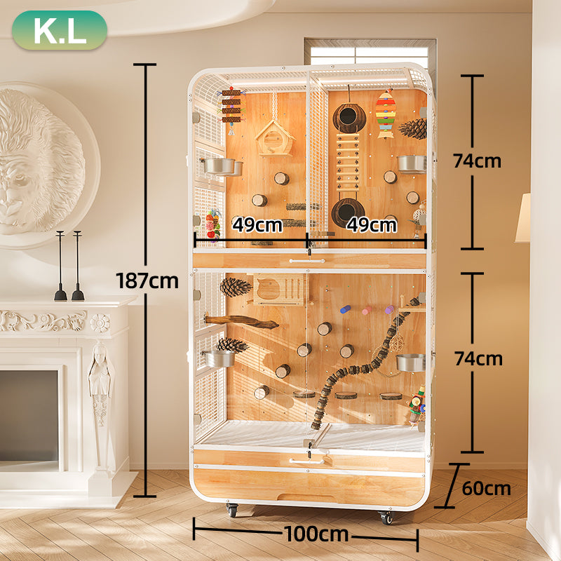 Premium Parrot Cage – Easy-Clean Bird Aviary with Anti-Splash Design for Sun Conures, African Greys & Quaker Parrots