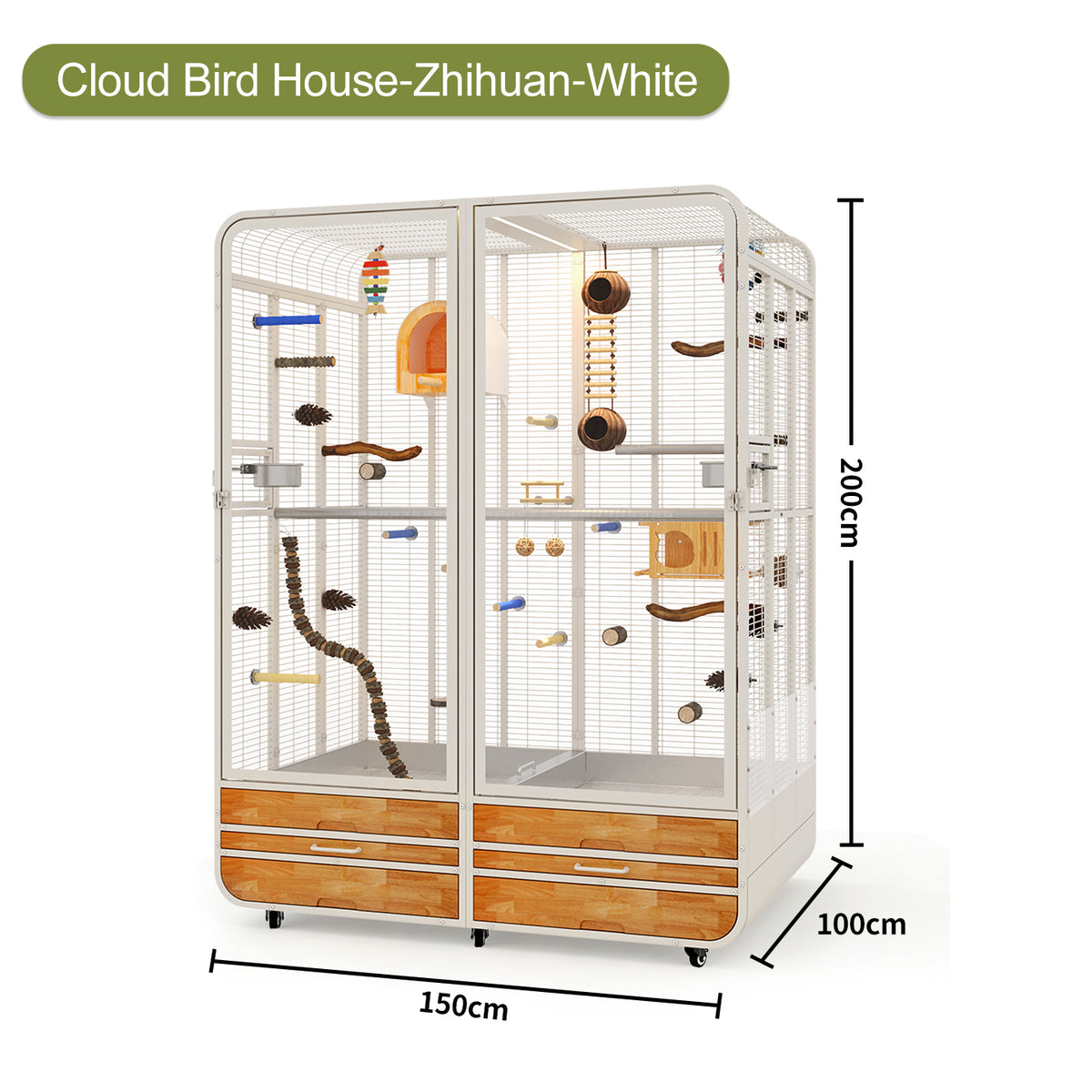 Extra Large Parrot Cage – 2m Tall Luxury Bird Aviary for Cockatiels, Lovebirds & Multiple Pet Birds