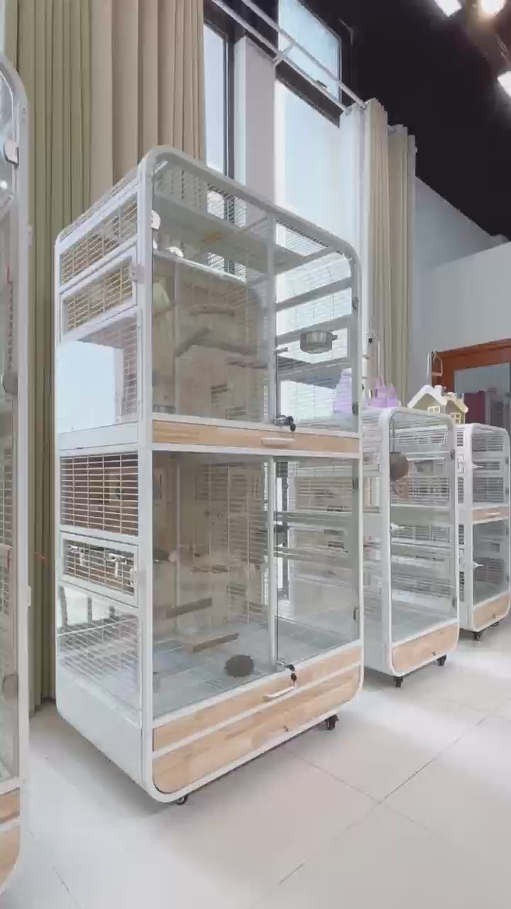 Premium Parrot Cage – Easy-Clean Bird Aviary with Anti-Splash Design for Sun Conures, African Greys & Quaker Parrots